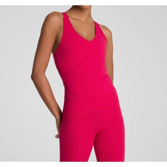 SPANX Tops - NEW SPANX get moving v neck shelf tank top in fuchsia